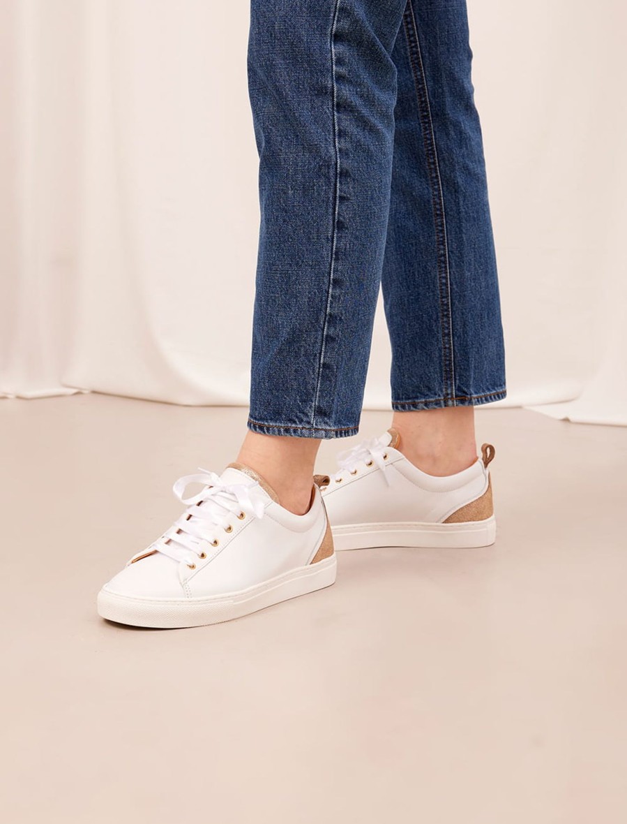 Femme Pied de Biche Sneakers | Lola Blanc Et Dore